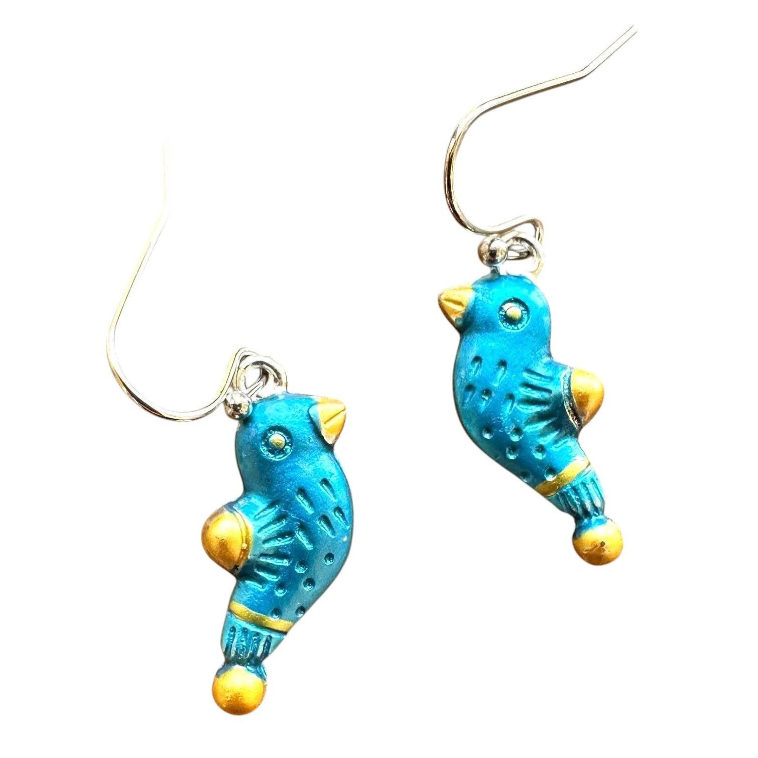 Handmade Bluebird Earrings New Painted Metal Dangle Hooks Bird Watche Size ONE SIZE - 9 Thumbnail