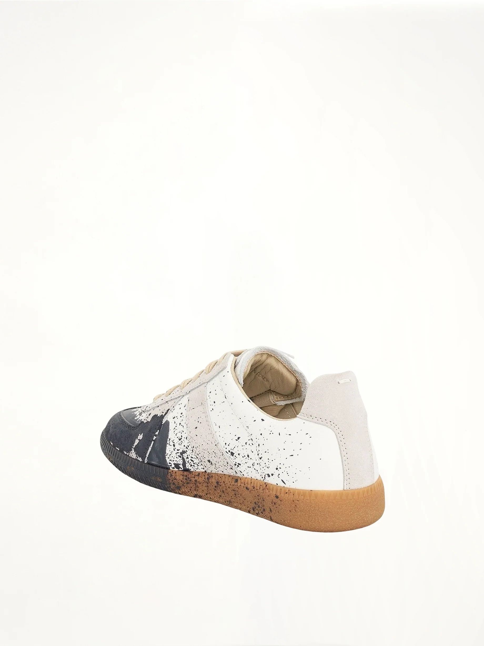 Maison Margiela o1w1db11225 Replica Paint Splatter Sneakers in White/Pewter Size US 7 / IT 37 - 3 Thumbnail