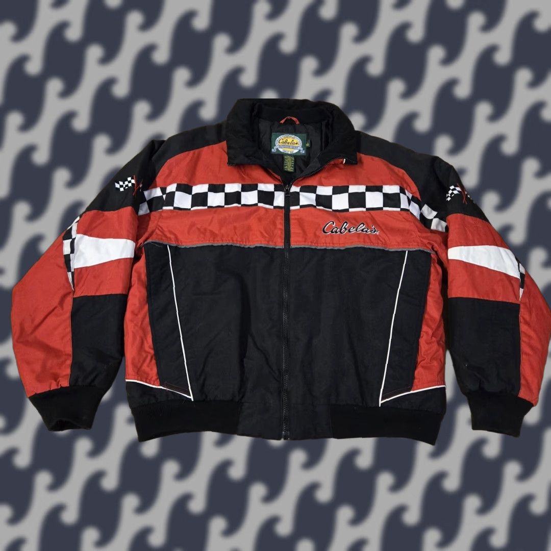 Vintage Cabela's Jacket Mens Large Red Racing Checkered Outdoor Gear Full Zip Nylon Size US L / EU 52-54 / 3 - 1 Thumbnail