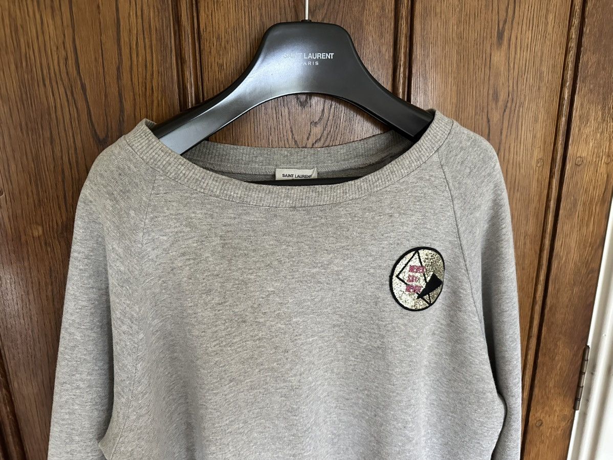 Saint Laurent Paris Saint Laurent glitter patch grey sweater sweatshirt crew XL Size US XL / EU 56 / 4 - 2 Thumbnail