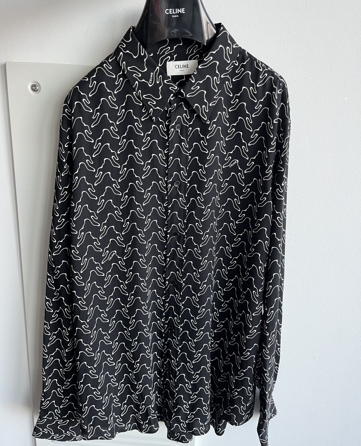 Celine × Hedi Slimane Super Runway Geometric Logo Shirt Celine Hedi Slimane Rare Size US XL / EU 56 / 4 - 8 Thumbnail