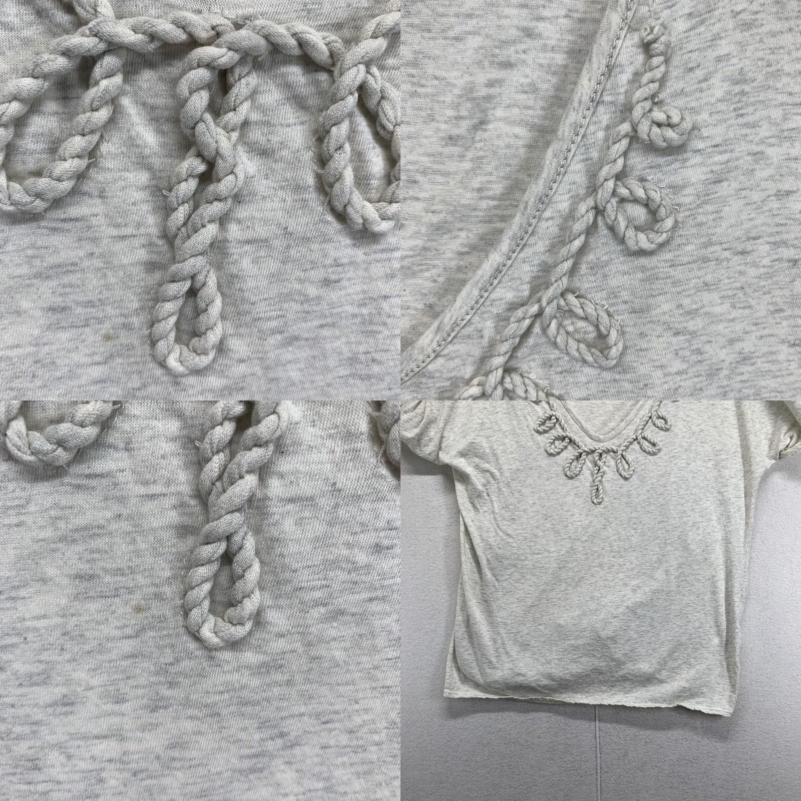 Vintage Chelsea & Violet Blouse Women Large Gray V-Neck Knit Cotton Embroidered Pullover Casual Sleeve Womens Size L / US 10 / IT 46 - 8 Thumbnail
