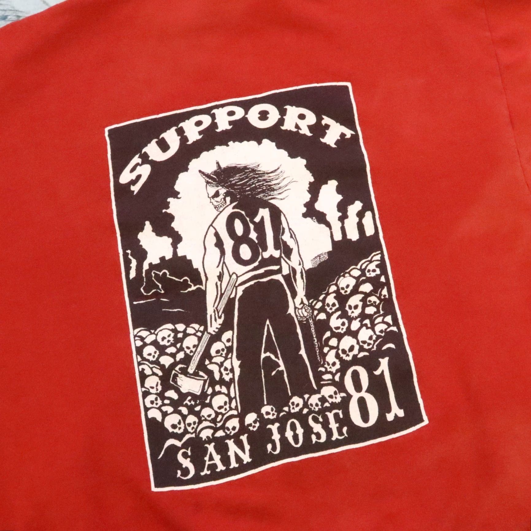 Jerzees Vintage Hells Angel Support Red and White 81 San Jose Zip Up Hoodie Sweatshirt Hoodie M Red Mens Size US M / EU 48-50 / 2 - 4 Thumbnail