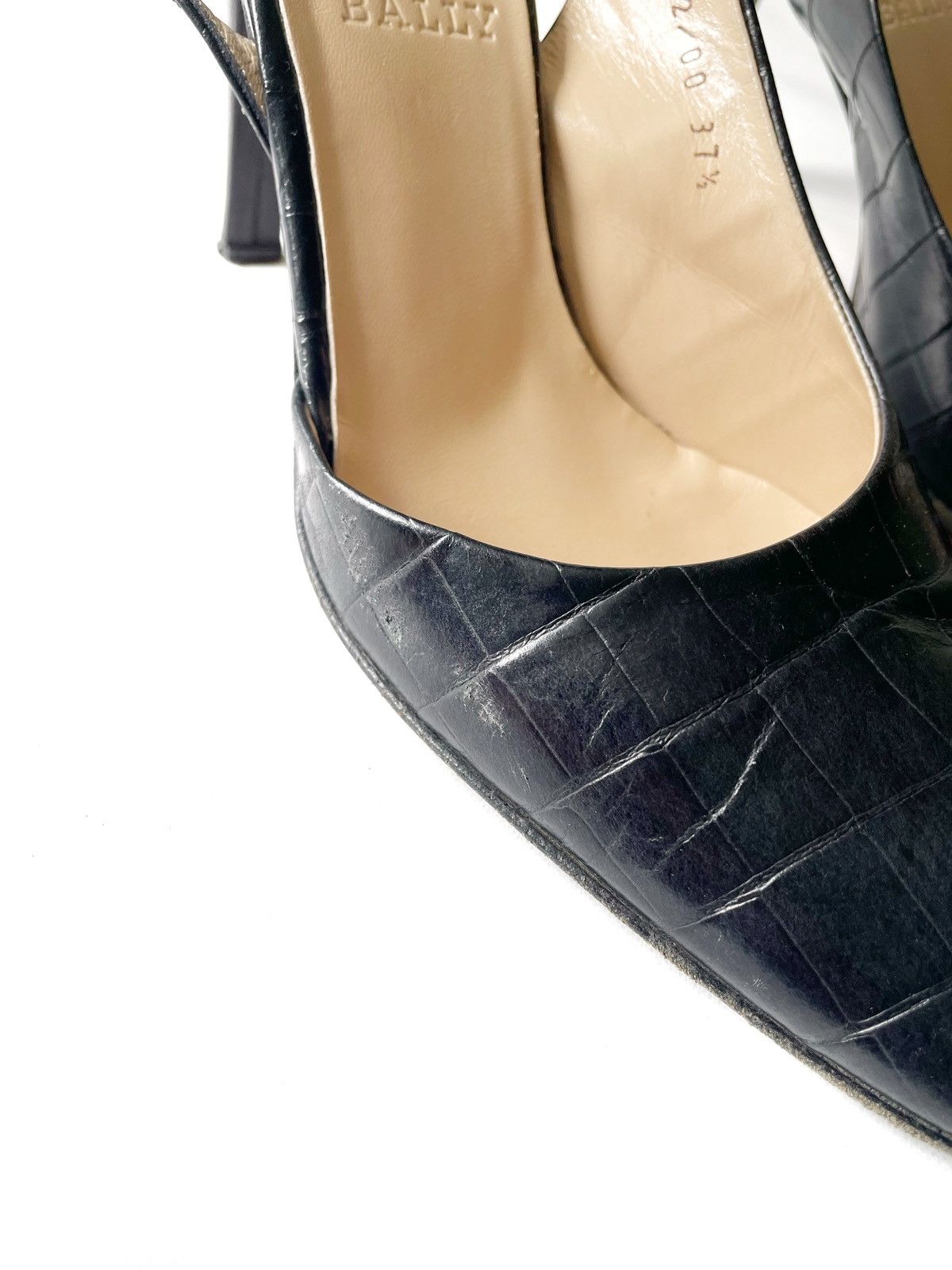 Bally Bally Terrina Women Croc Style Leather Heels Size 37.5 Italy Size US 7.5 / IT 37.5 - 5 Thumbnail