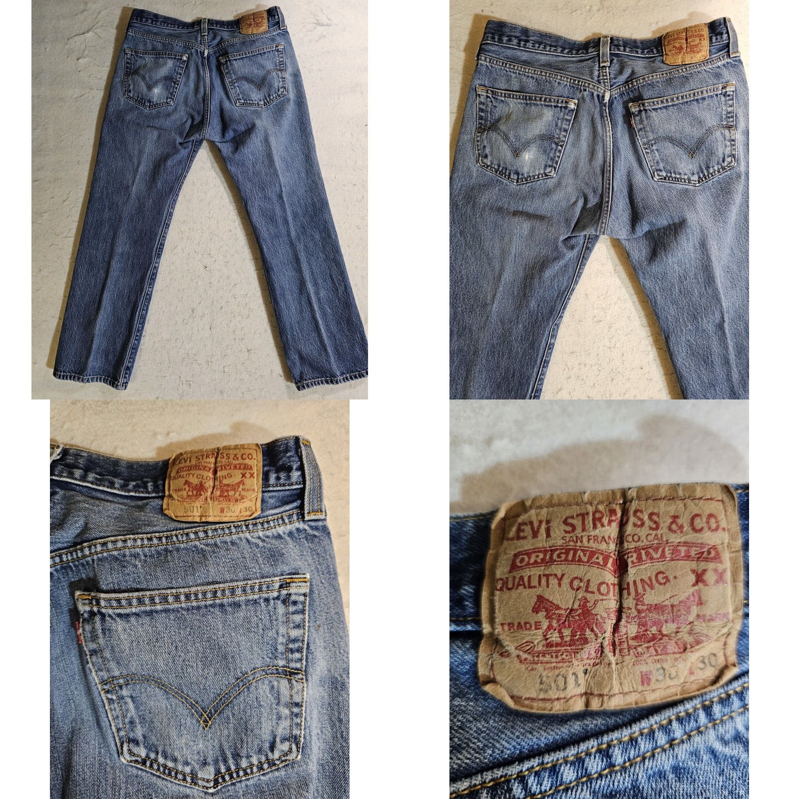 Levi's VINTAGE Levi’s 501 XX Jeans, Denim, Button Fly, Red Tag, Mens Sz 36X30, Blue, 90s, USA, Regular Fit Size US 36 / EU 52 - 9 Thumbnail