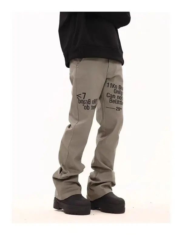 Japanese Brand Vintage street slogan embroidered micro flare casual pants Size US 32 / EU 48 - 6 Thumbnail