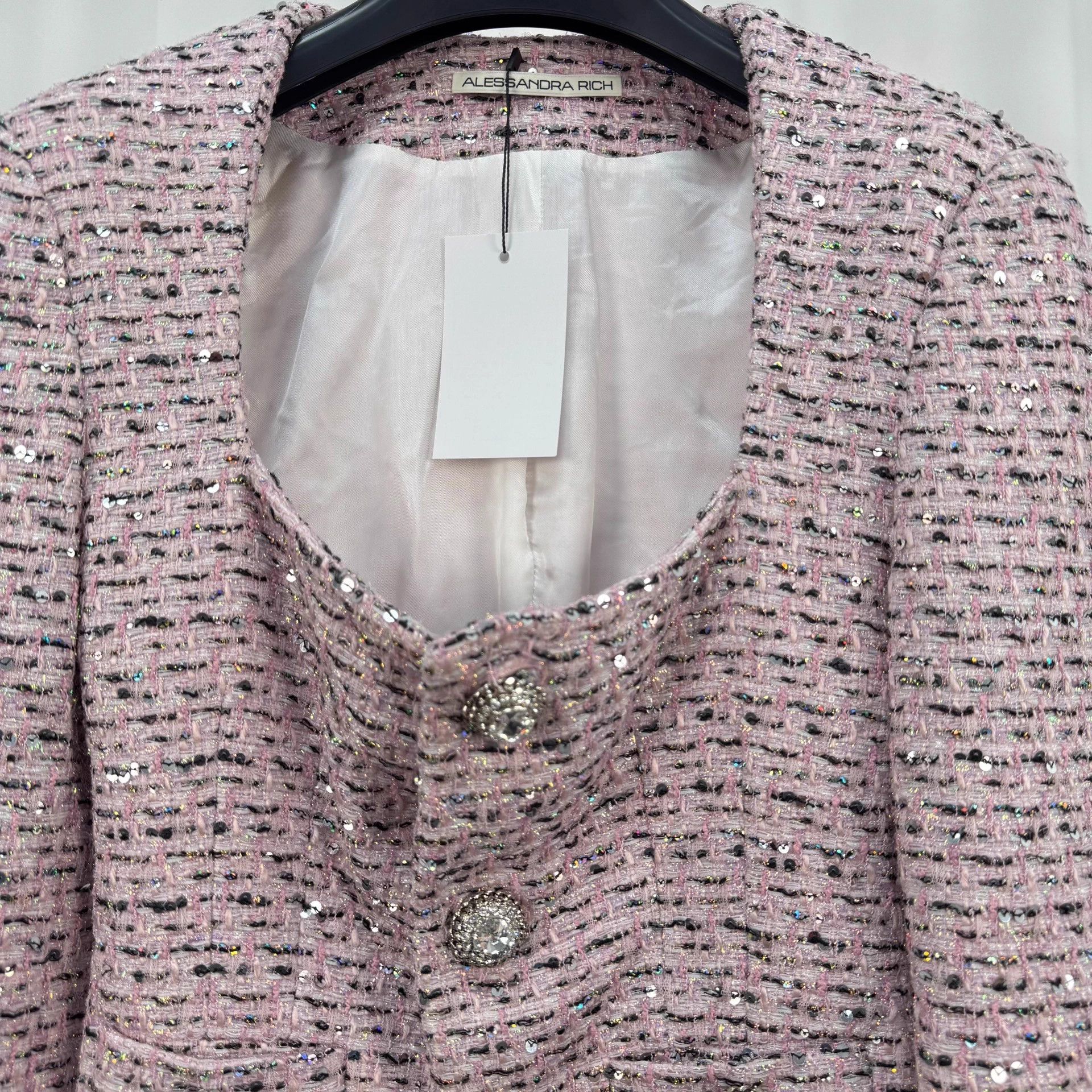 Alessandra Rich Alessandra Rich tweed seq-crystal short jacket NWT 36 Size XS / US 0-2 / IT 36-38 - 3 Thumbnail