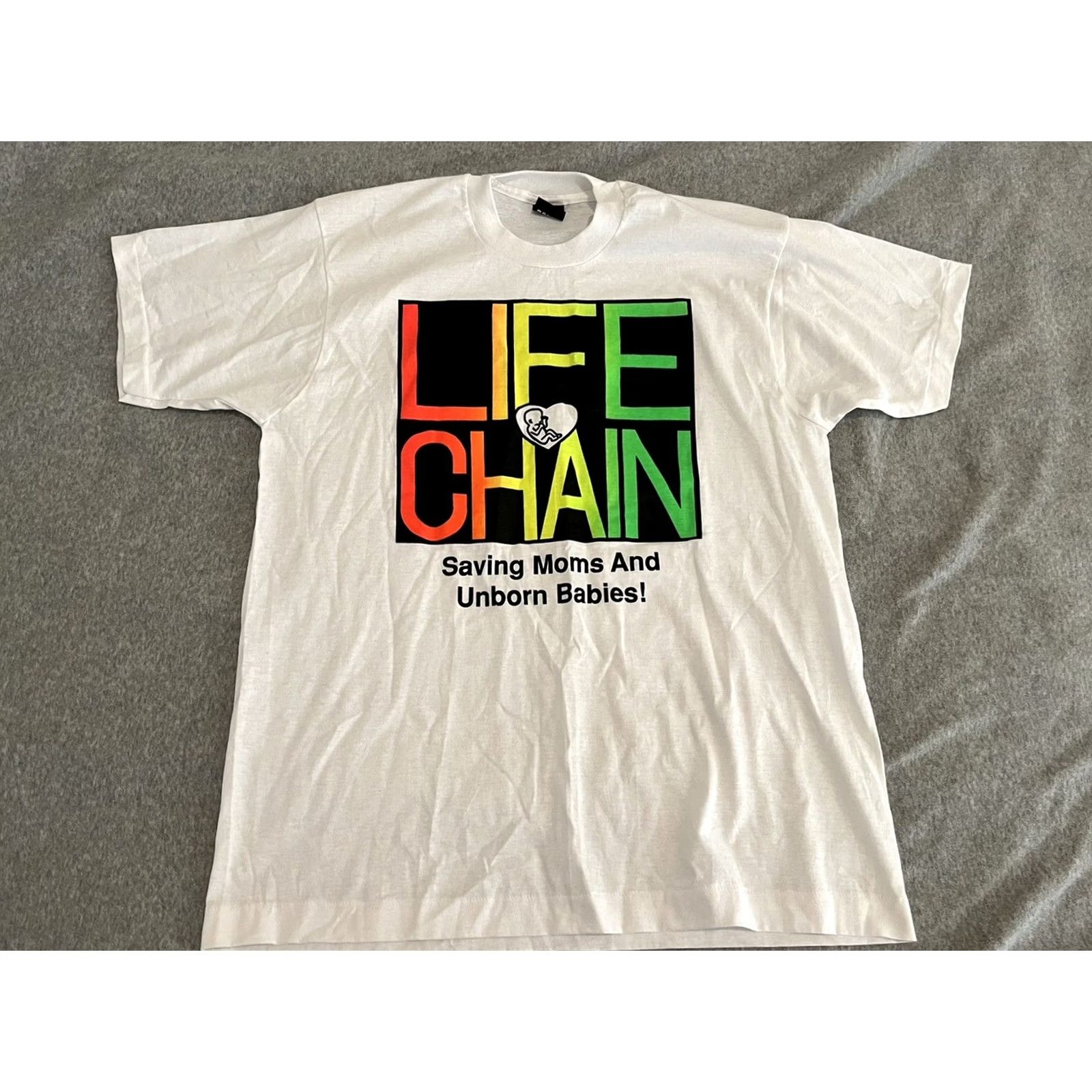 Vintage VINTAGE Life Chain Shirt Anti-Abortion Psalm 139:13 Roe v Wade Single Stitch XL Shirt Mens White 90s Cotton Blend Screen Stars Classic Tee Size US XL / EU 56 / 4 - 2 Thumbnail