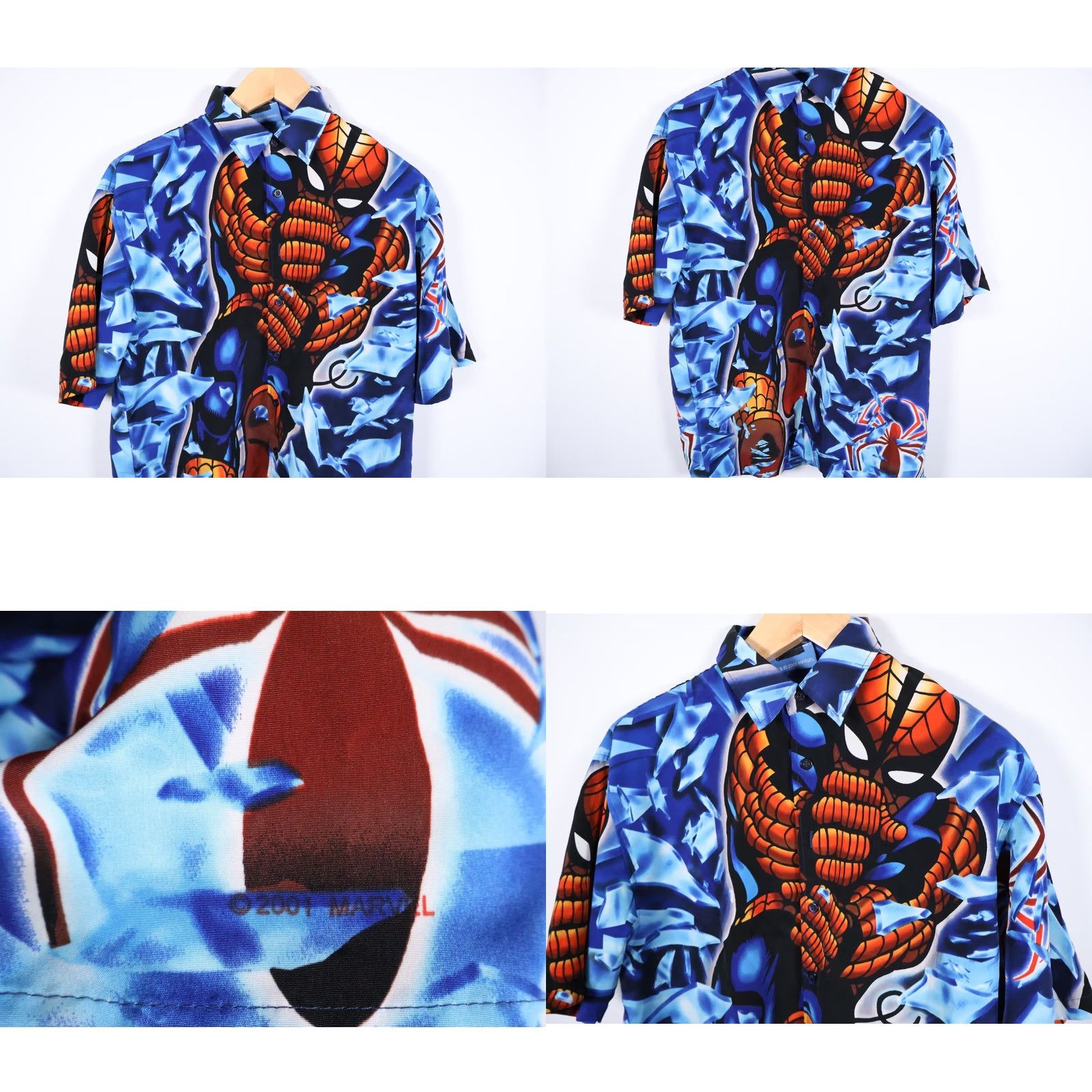 Vintage VINTAGE Marvel Spider-Man Shirt Mens Large Blue AOP Button Down VTG Y2K Size US L / EU 52-54 / 3 - 8 Thumbnail