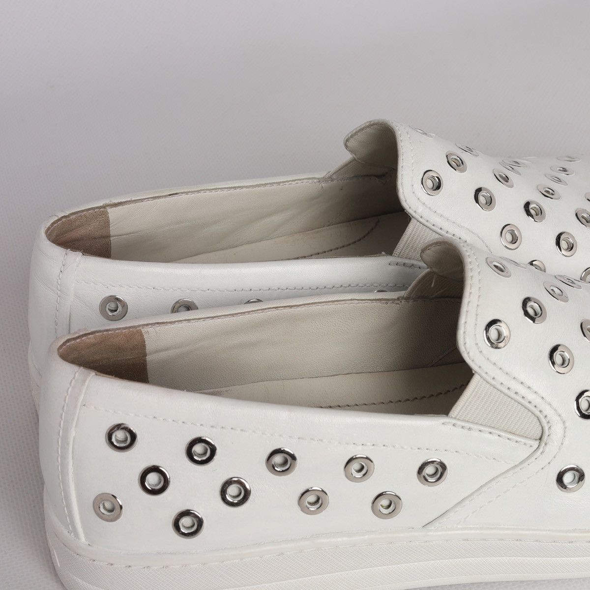 Prada Prada White Leather Slip-on Sneakers Trainers Shoes Grommet Size US 9 / IT 39 - 10 Thumbnail