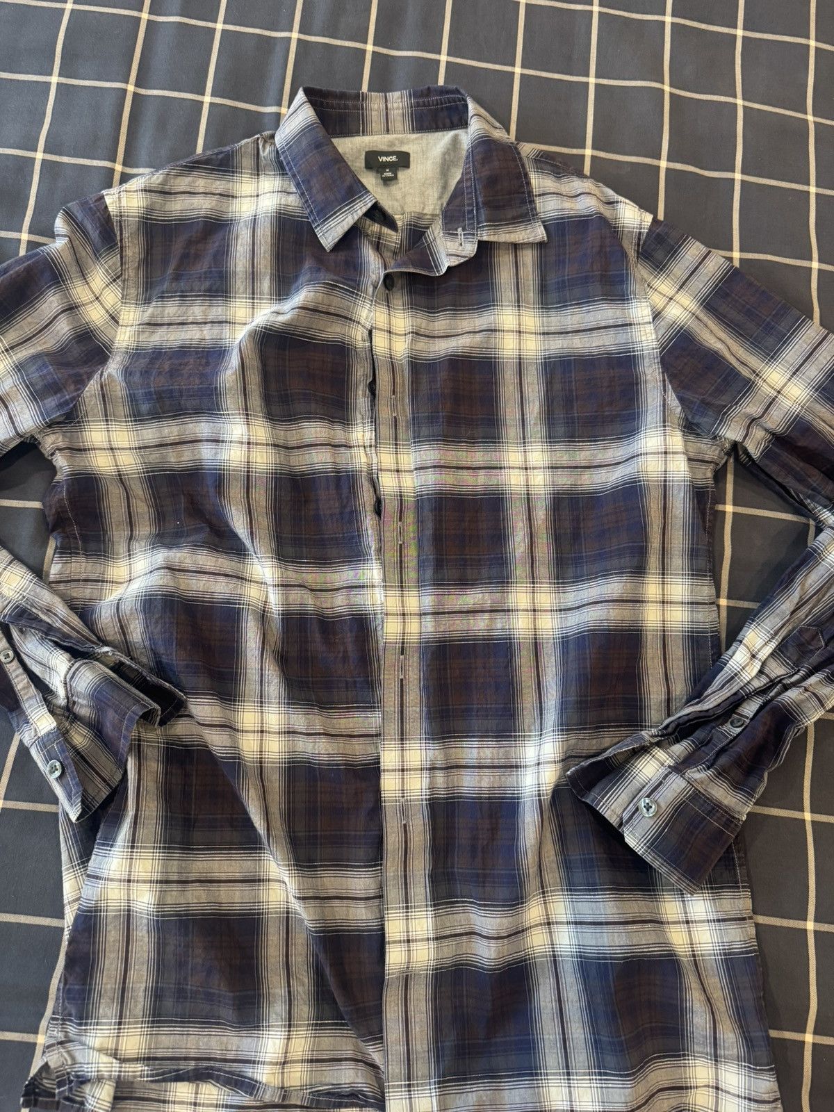 Vince Vintage Y2K Men's Classic Fit Plaid Flannel Shirt Medium Size US M / EU 48-50 / 2 - 2 Thumbnail