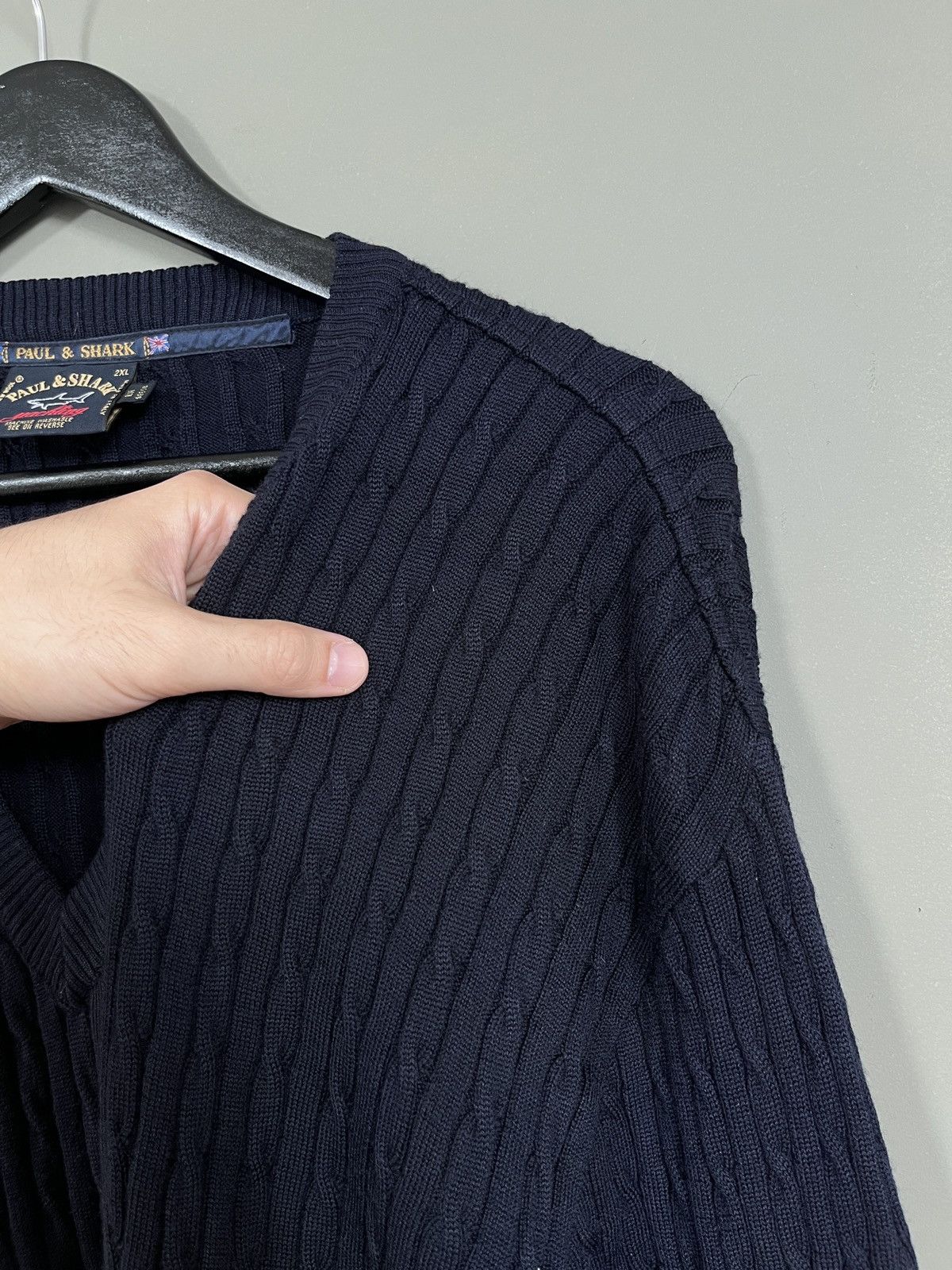 Paul & Shark Paul & Shark Heavy Knit V-neck Wool Navy Blue Sweater Size US XXL / EU 58 / 5 - 9 Thumbnail