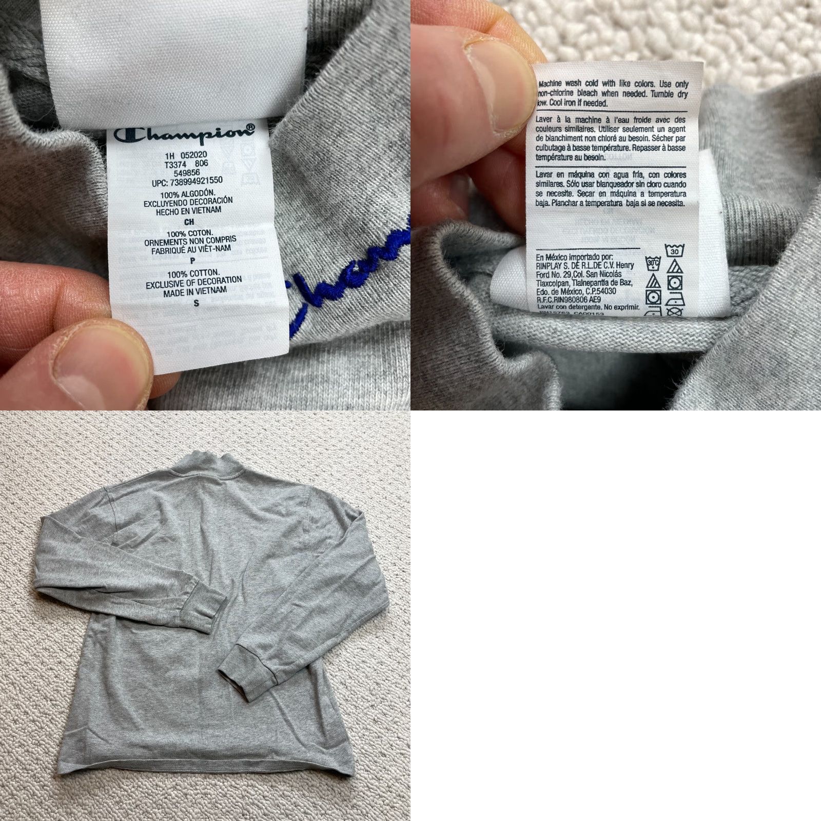 Champion Champion Shirt Womens Small Gray Mock Neck Logo Cotton Pullover Long Sleeve Top Size S / US 4 / IT 40 - 8 Thumbnail