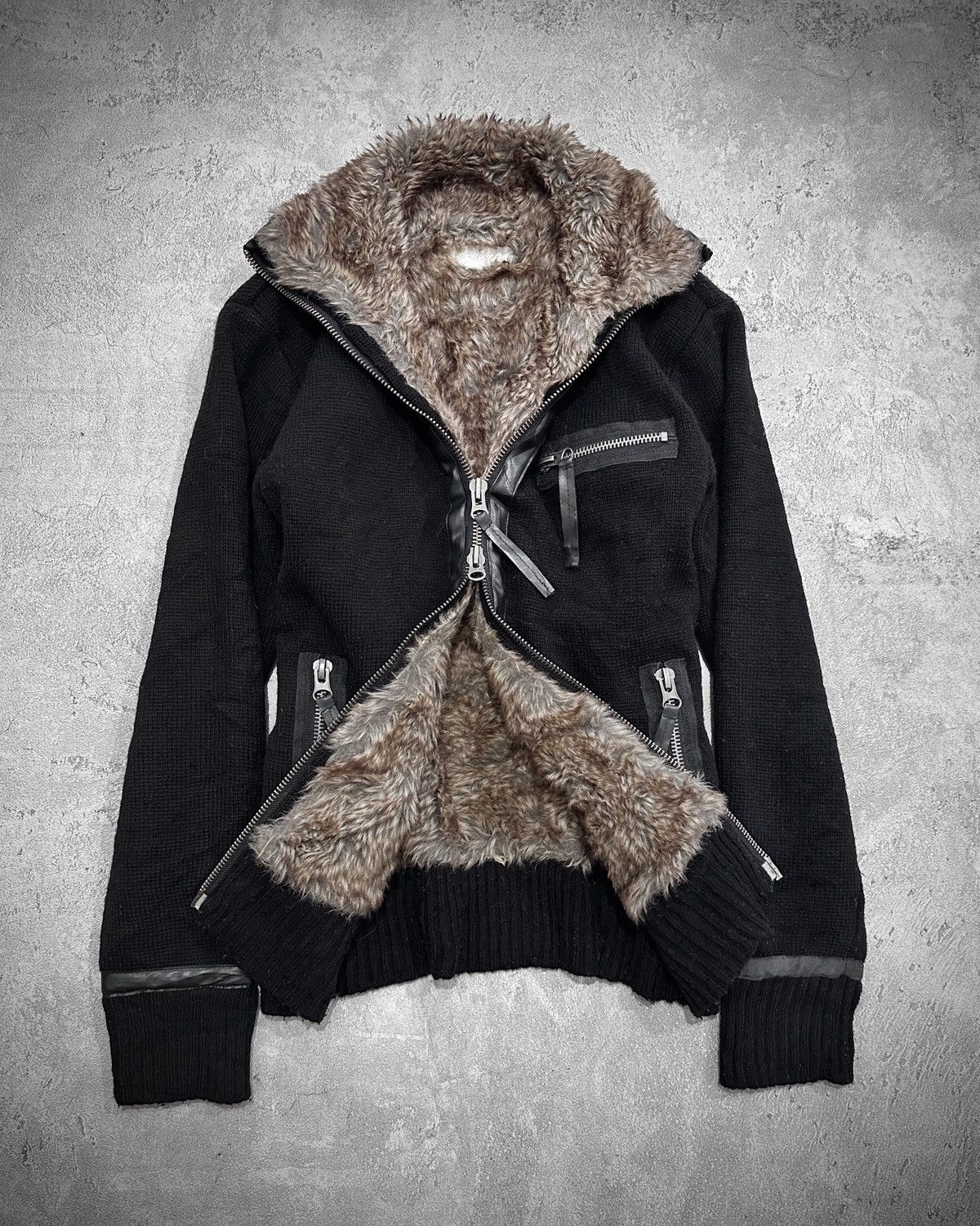 Japanese Brand Vkei Growth Wool Knit Fur Jacket Kmrii Backlash Style Size US M / EU 48-50 / 2 - 2 Thumbnail