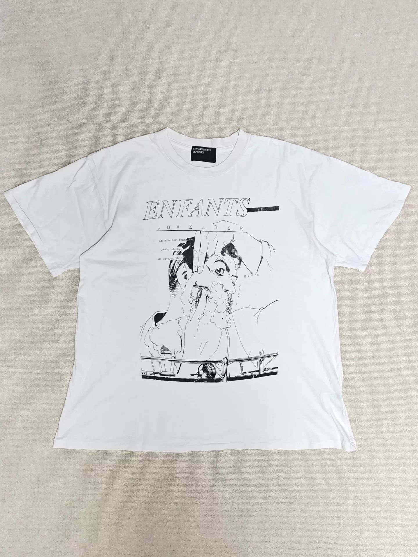 Enfants Riches Deprimes ERD 23FW White Shaving Print Short Sleeve Size US L / EU 52-54 / 3 - 1 Thumbnail