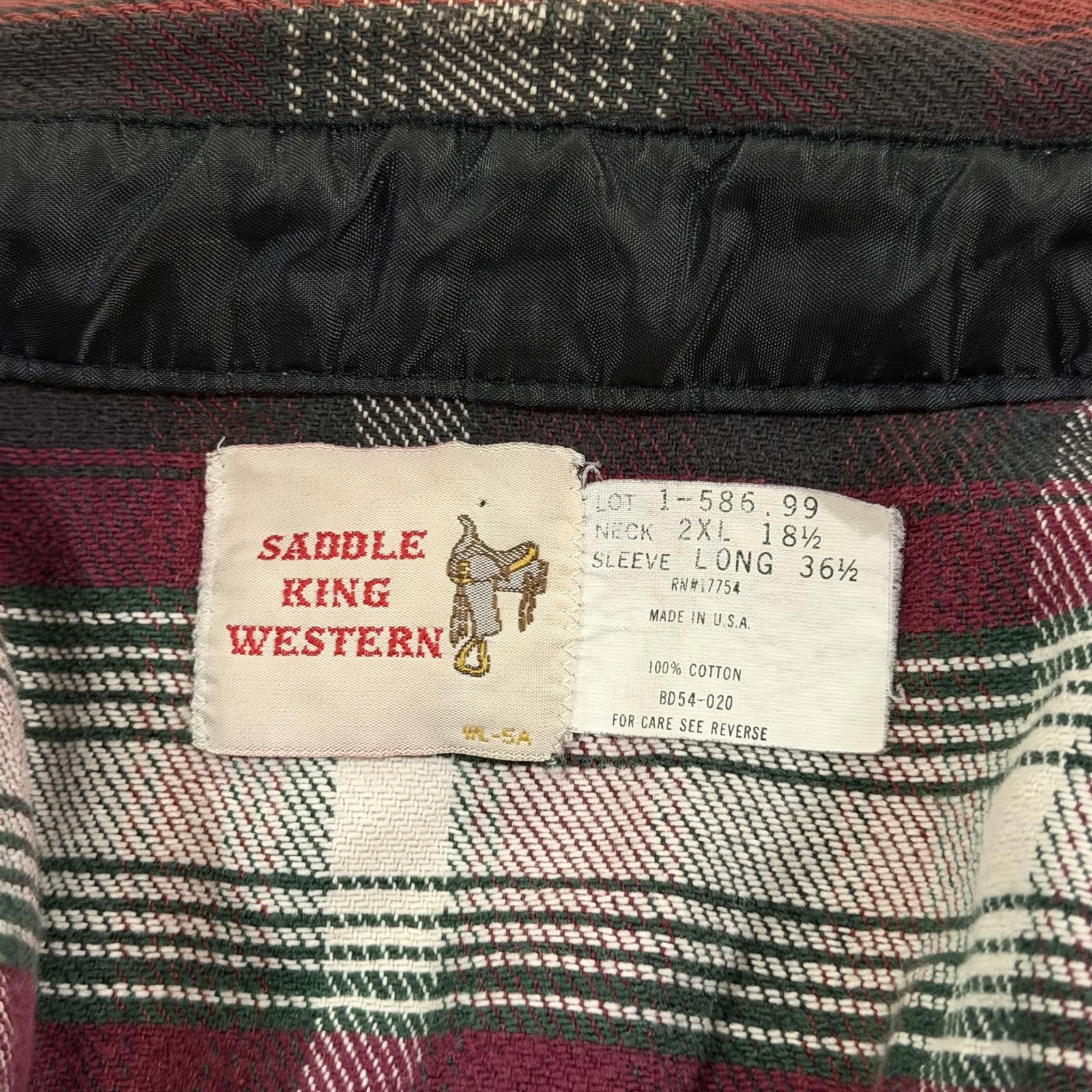 Other Vintage 80s Saddle King Western Flannel Distressed Grunge Size US XXL / EU 58 / 5 - 3 Thumbnail