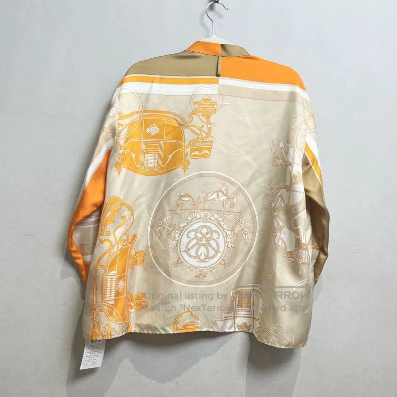 Hermes Hermes SS23 Book Stamp Pattern Printed Silk Long Sleeve Sh Size XXS / US 00 / IT 34 - 3 Thumbnail