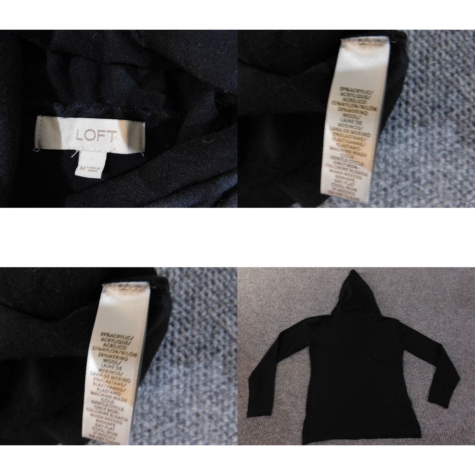 Loft LOFT Sweater Medium Black Geometric Womens Cowl Neck Pullover Wool Acrylic Regular Casual Modern Designer Size M / US 6-8 / IT 42-44 - 8 Thumbnail