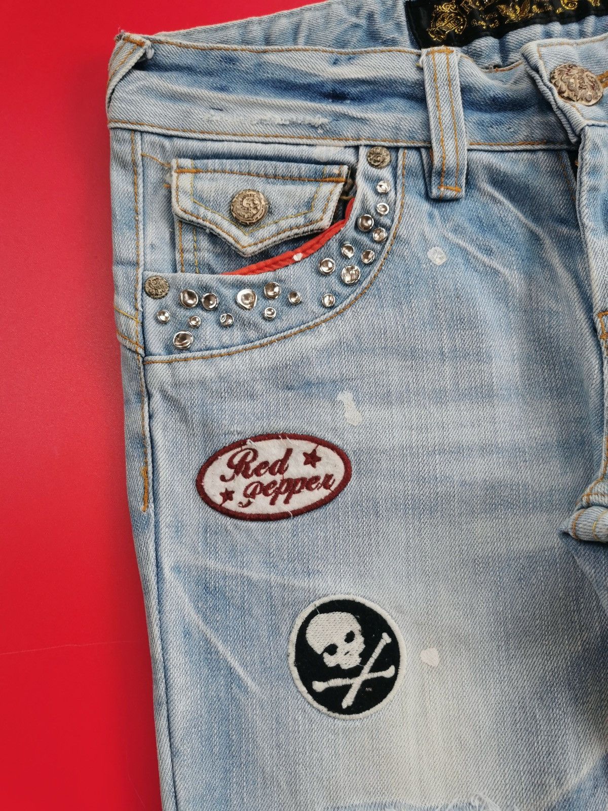 Japanese Brand Red Pepper Embroidery Patches Distressed Jeans Punk Size US 28 / EU 44 - 8 Thumbnail