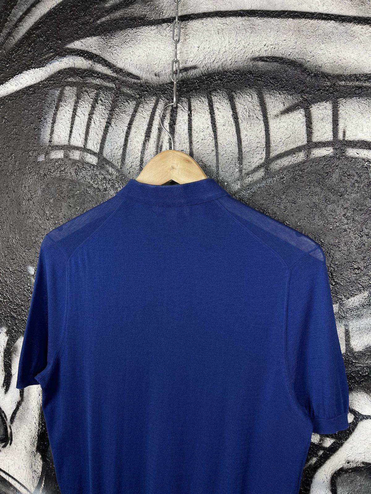 Burberry Burberry London Blue Thin Knit Luxury Polos T-Shirt Men’s Size Medium Size US M / EU 48-50 / 2 - 8 Thumbnail
