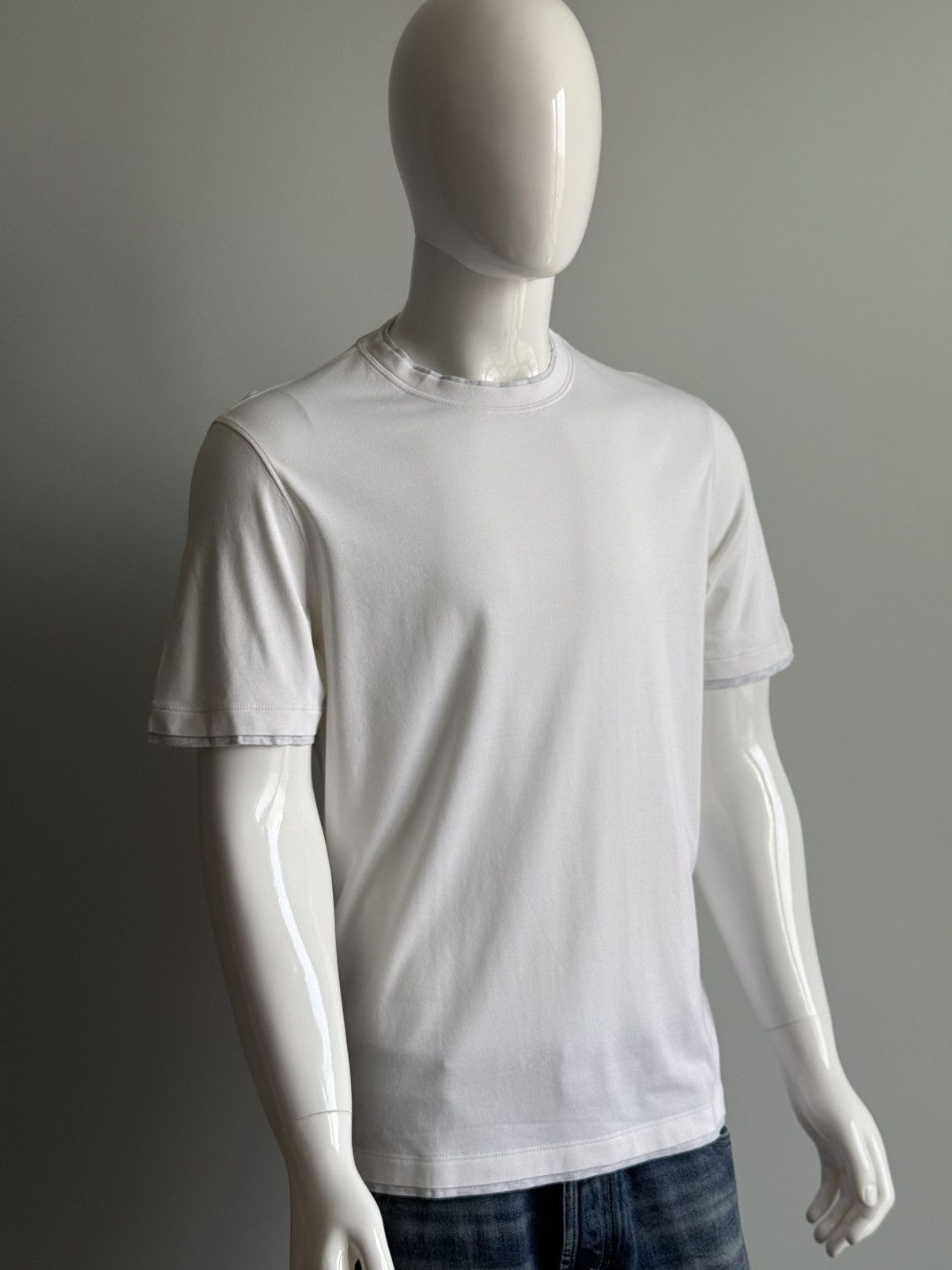 Brunello Cucinelli Brunello Cucinelli Silk White Crew Neck T-Shirt Cotton Size US M / EU 48-50 / 2 - 7 Thumbnail