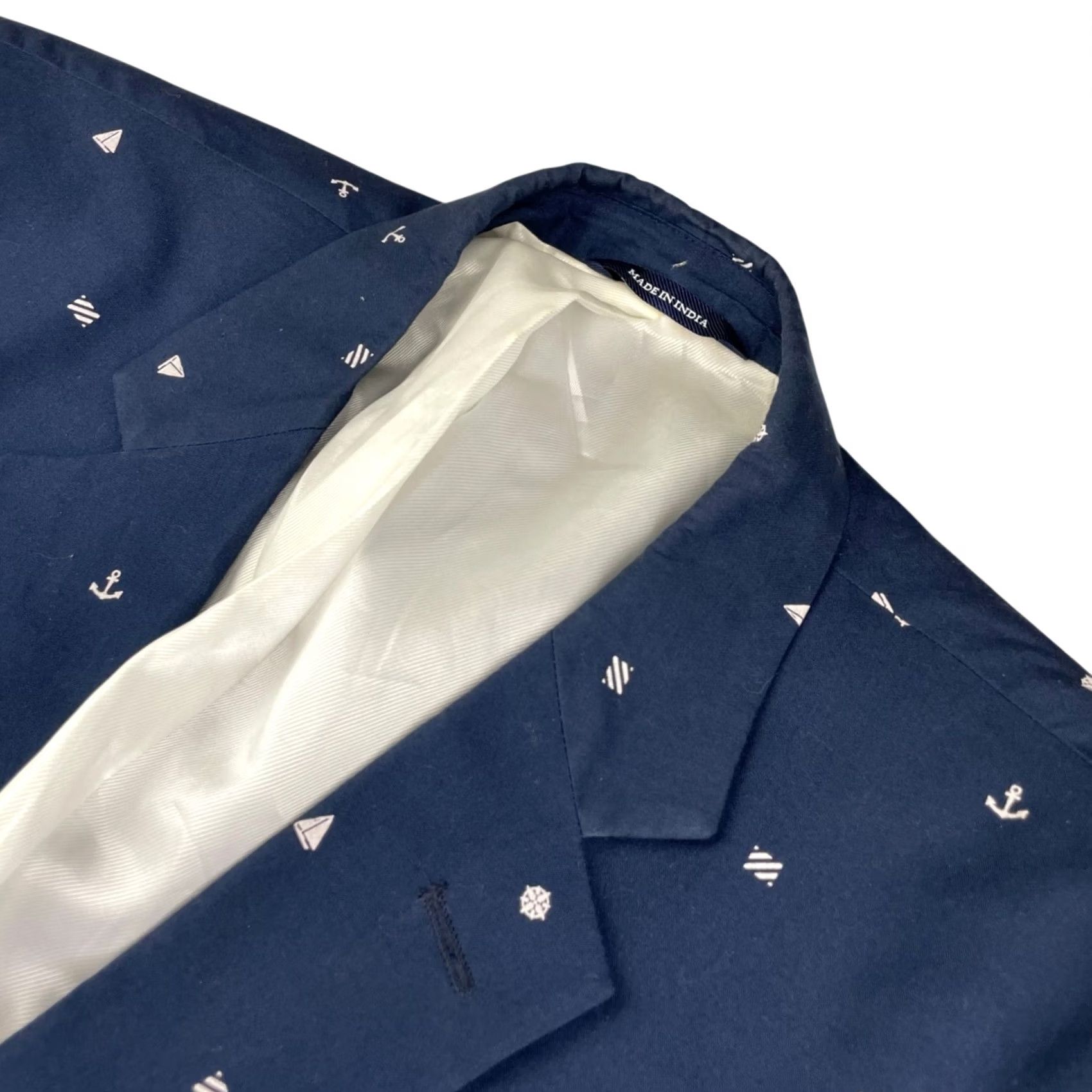 Croft & Barrow Croft & Barrow Men’s 2-Button Blazer 46R Navy Nautical Anchors 100% Cotton Size 46R - 2 Thumbnail