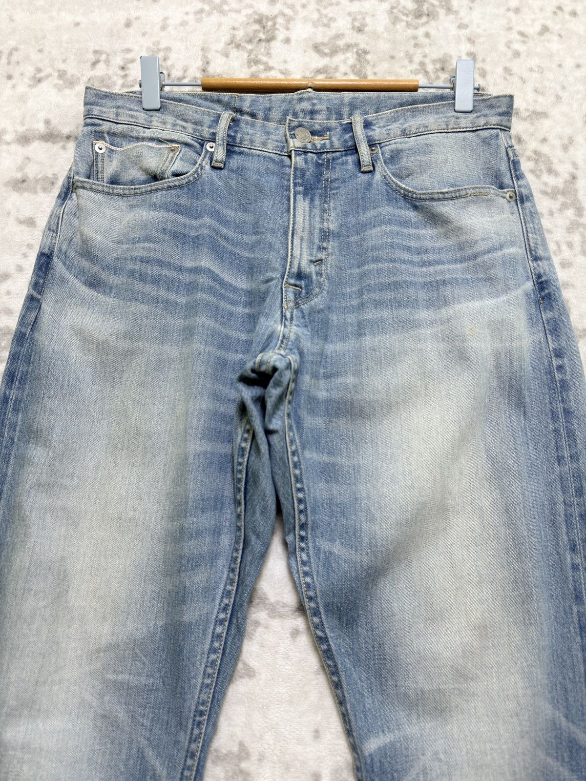 Japanese Brand Vintage Ships Selvedge Denim Light Wash Skinny Fit Size US 31 - 3 Thumbnail