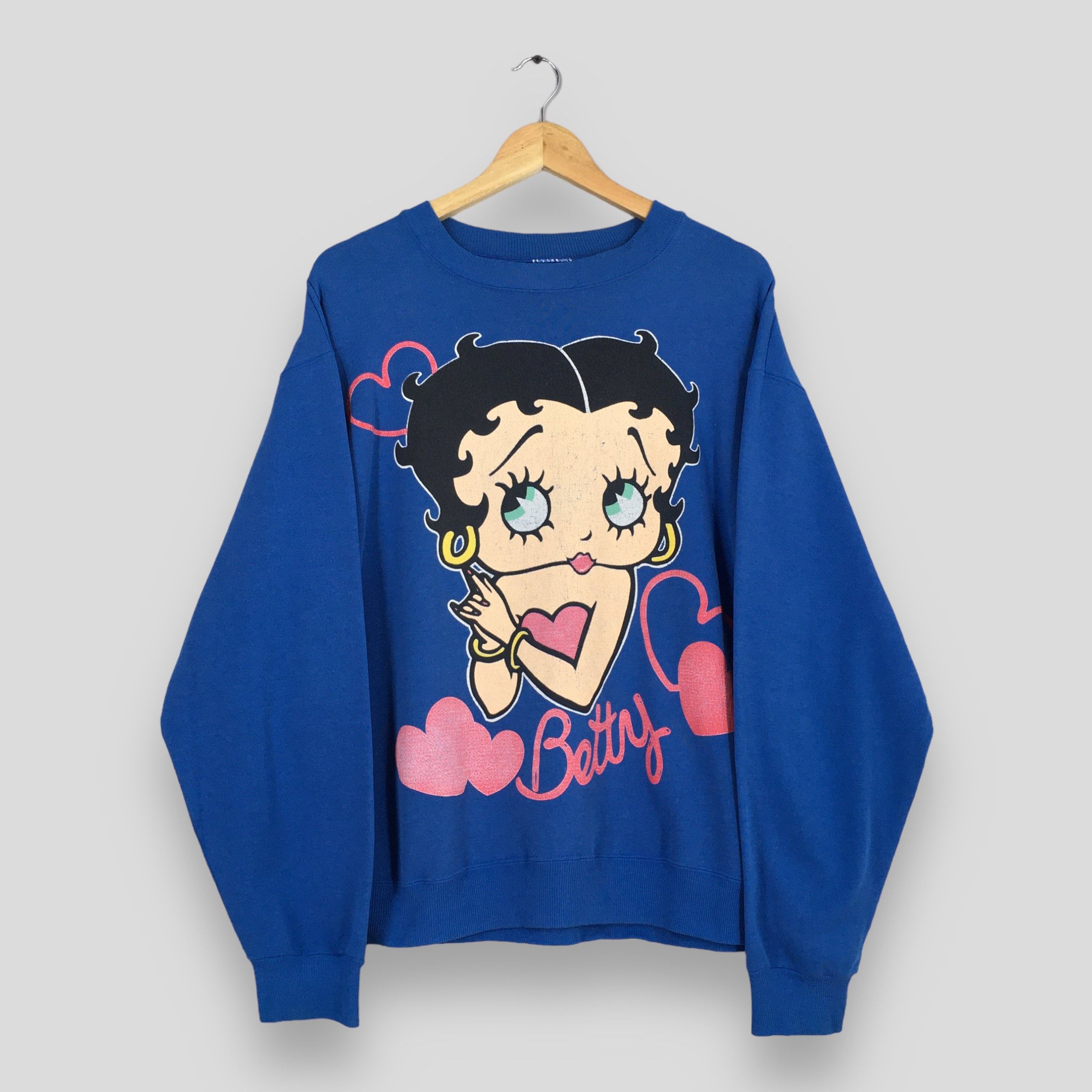 Hanes × Vintage Vintage Betty Boop Blue Sweatshirt Large | Grailed