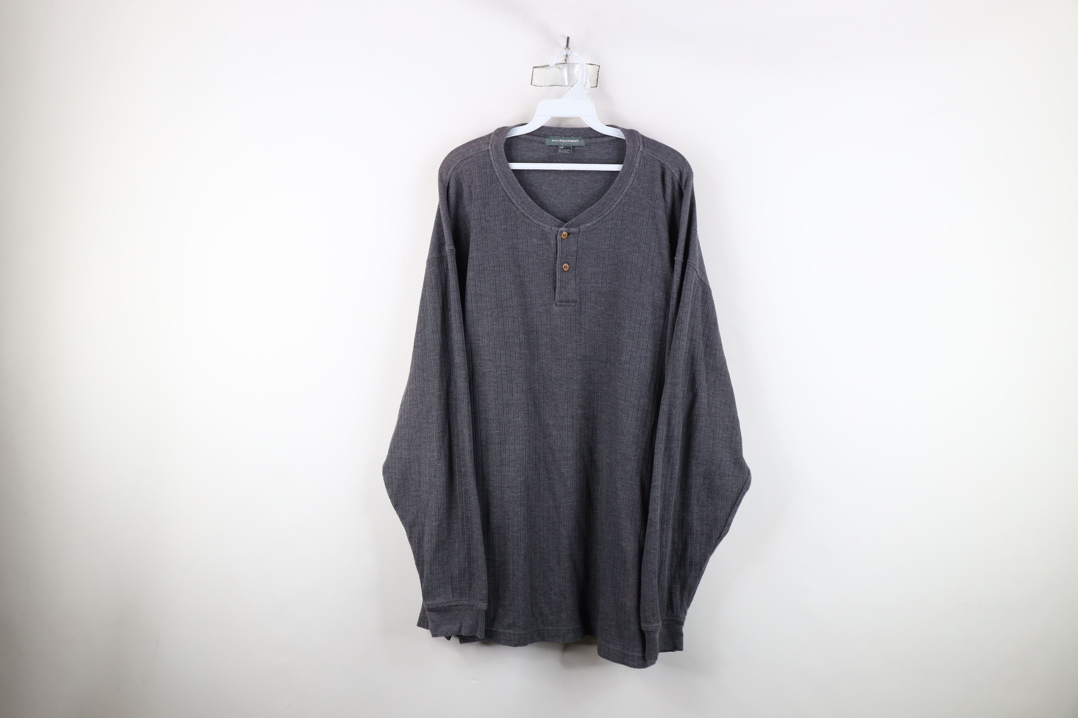 Vintage Vintage 90s Streetwear Ribbed Long Sleeve Henley T-Shirt Size US XXL / EU 58 / 5 - 1 Thumbnail