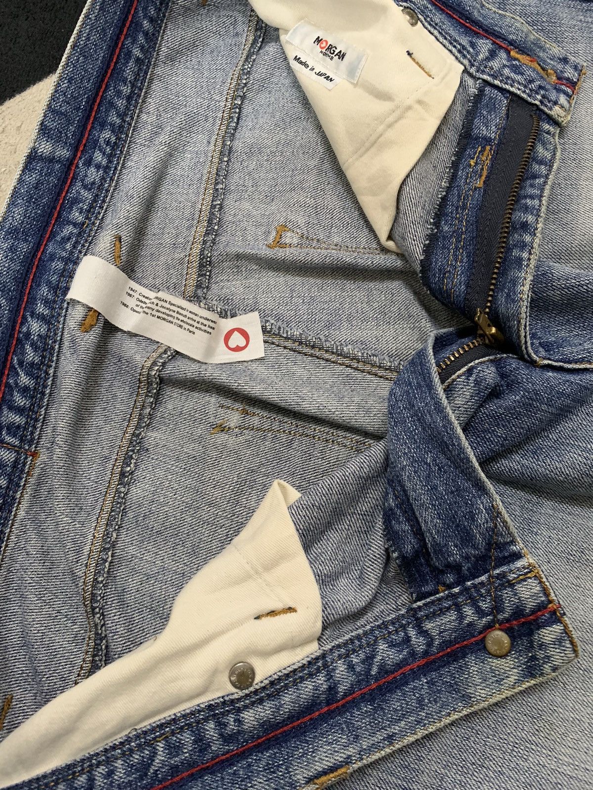 Morgan Homme Vintage Morgan Homme Selvedge Blue Washed Distressed Jeans Size US 30 / EU 46 - 19 Thumbnail