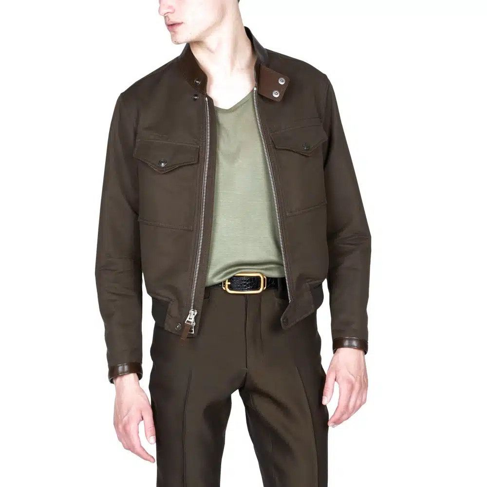 Tom Ford o1loc1c0225 OBS026 Compact Nylon Biker Blouson Jacket Brown Size US M / EU 48-50 / 2 - 2 Thumbnail