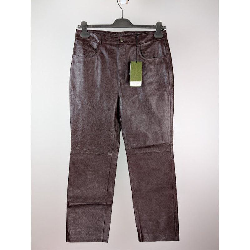 Gucci o1rshd1 Soft Leather Pants in Bordeaux Size US 32 / EU 48 - 2 Thumbnail