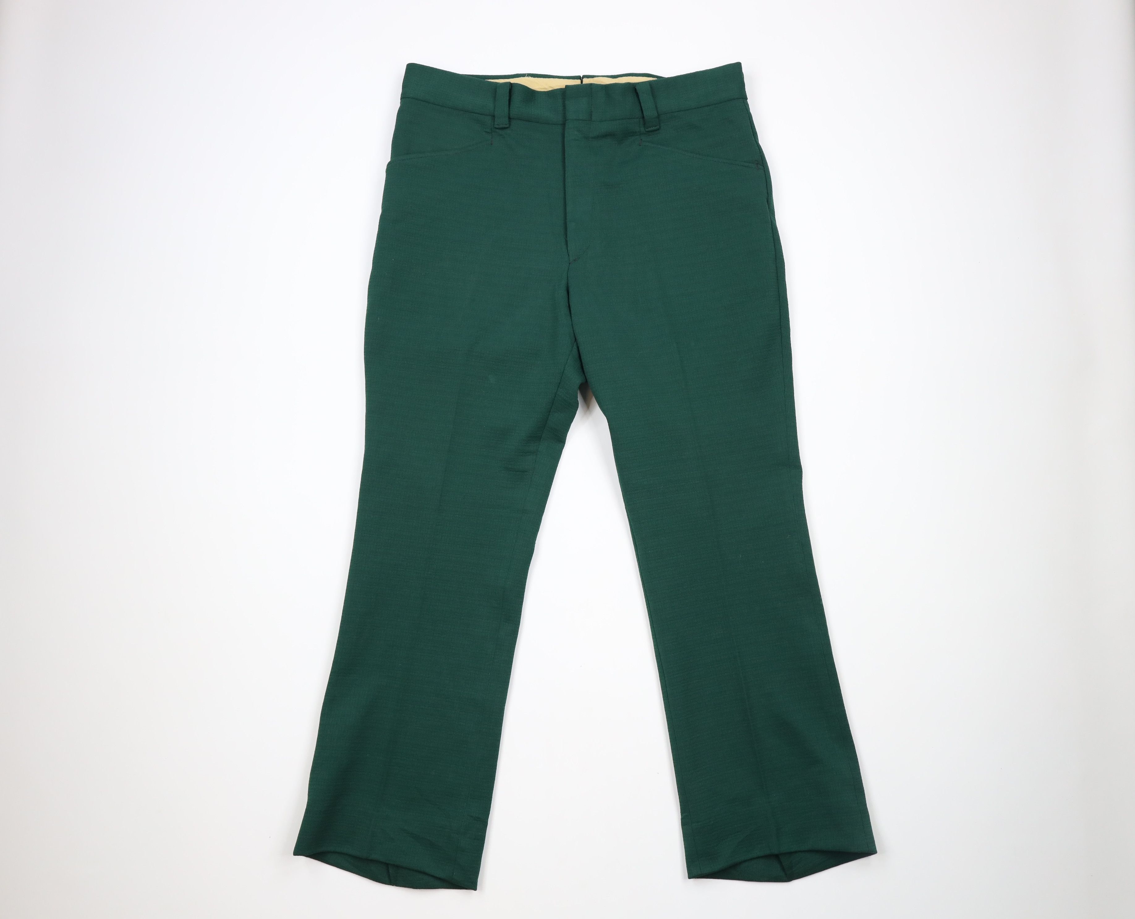 image of Vintage 70's Streetwear Knit Wide Leg Bell Bottoms Pants Usa in Green, Men's (Size 36)