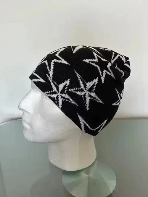 Japanese Brand × Vintage Y2K Star Beanie (black+white) Size ONE SIZE - 3 Thumbnail