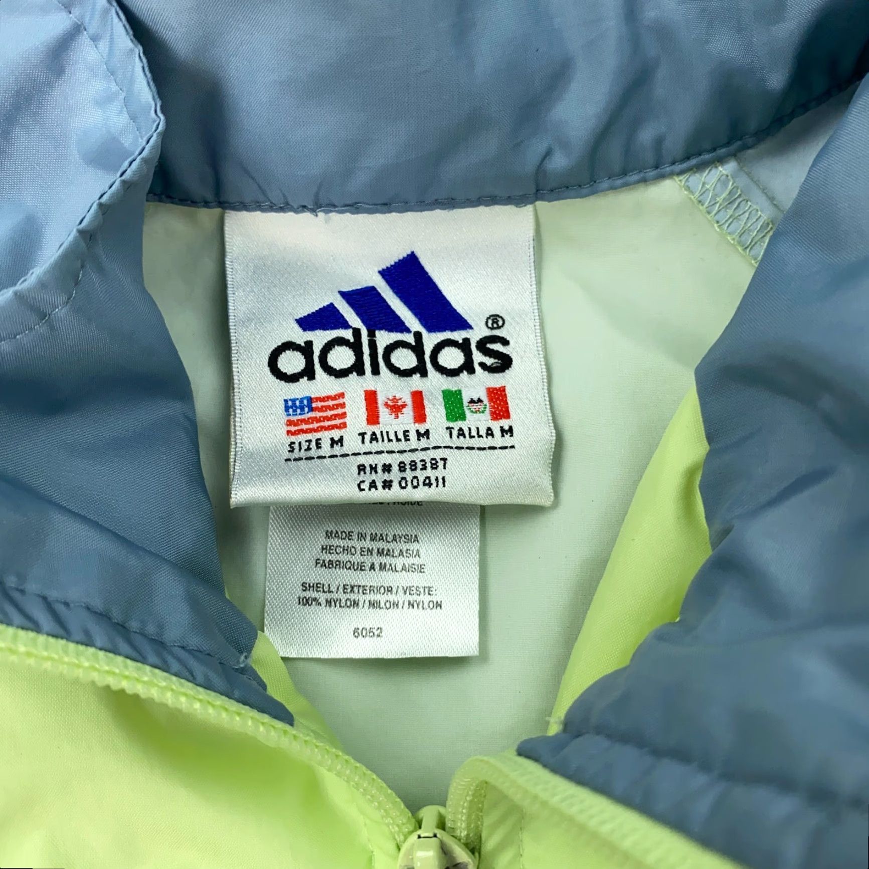 Adidas Adidas Jacket Mens M Yellow Windbreaker Full Zip Colorblock Hooded Pockets Size US M / EU 48-50 / 2 - 5 Thumbnail