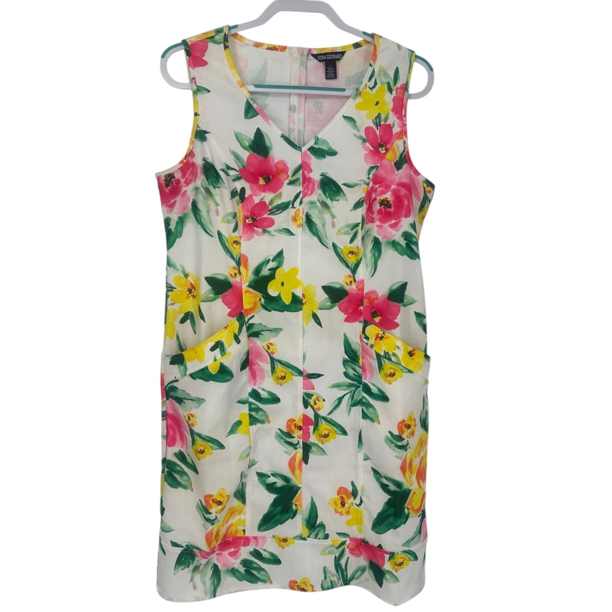 Other Nina Leonard Dress - Ivory Floral Shift - Size Large Size L / US 10 / IT 46 - 1 Thumbnail