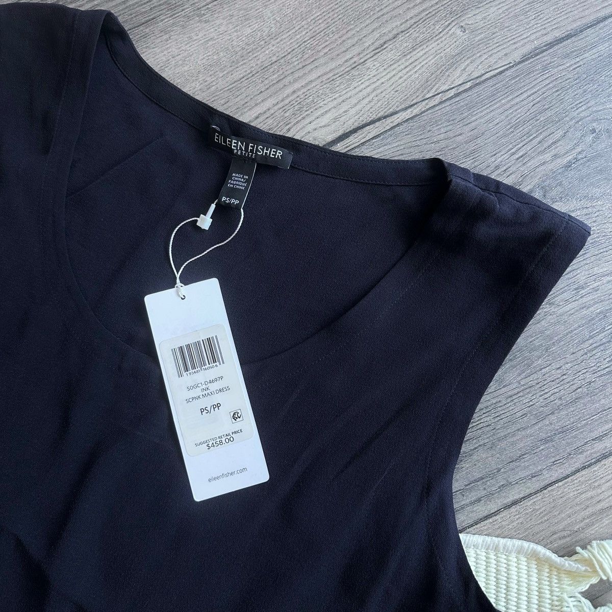 Eileen Fisher Eileen Fisher Silk Georgette Navy Blue Asymmetric Dress Size S / US 4 / IT 40 - 4 Thumbnail