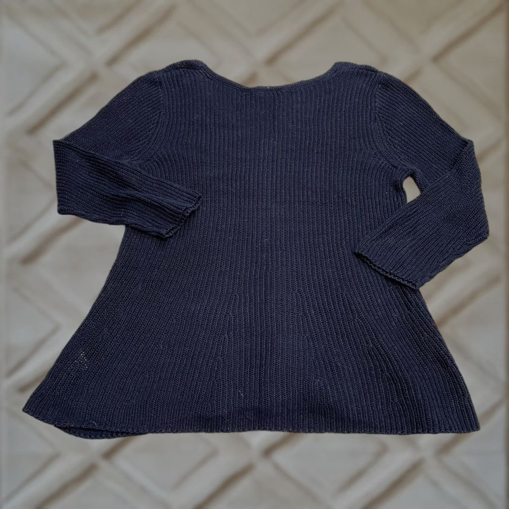 Talbots Talbots Pullover Sweater Womens Medium Navy Blue V-Neck 100% Cotton Casual Knit Size M / US 6-8 / IT 42-44 - 1 Thumbnail