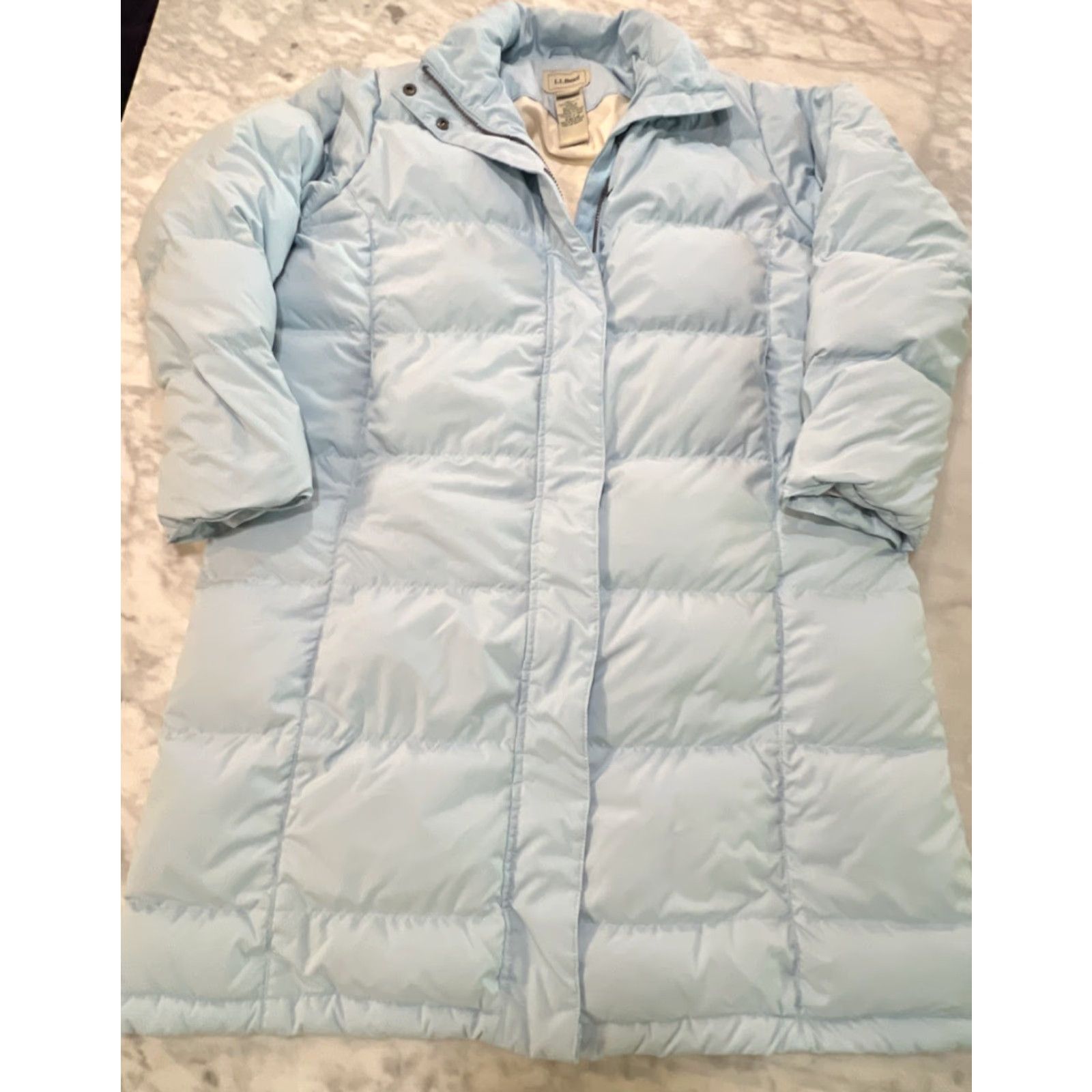 Vintage LL Bean Puffer Parka Jacket Womens L Reg Light Blue Goose Down Long 0 BCU8 Read Size L / US 10 / IT 46 - 4 Thumbnail