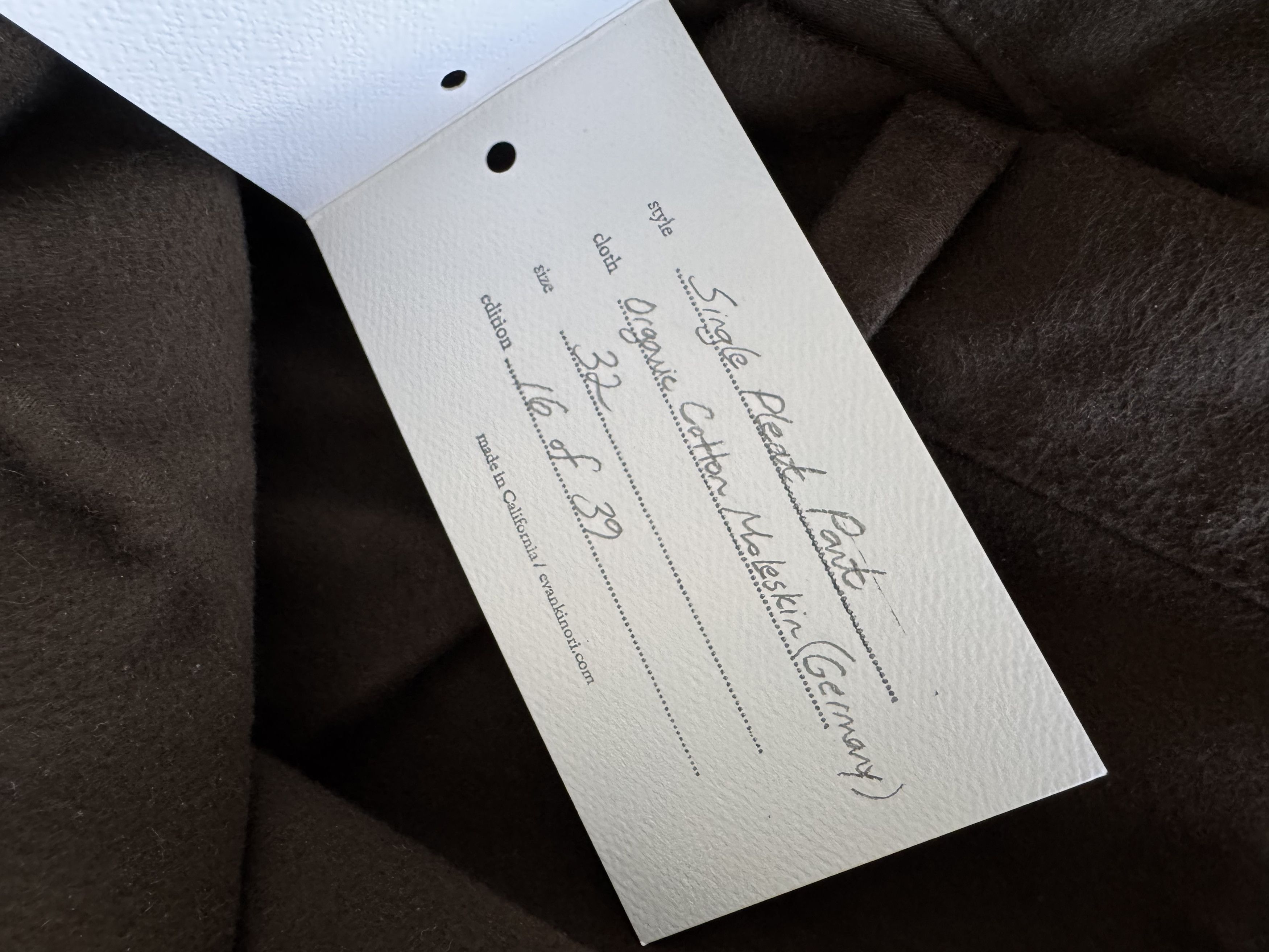 Evan Kinori Evan Kinori Single Pleat Pant Organic Cotton Moleskin Brown Size US 32 / EU 48 - 2 Thumbnail