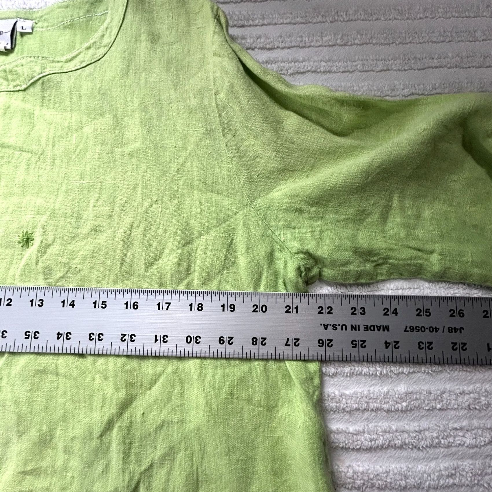 Vintage Hot Cotton Petite by Marc Ware Womens Flower Embroidered Blouse Green Long Sleeve Scoop Neck Casual Blouse Adults Womens Size L / US 10 / IT 46 - 6 Thumbnail