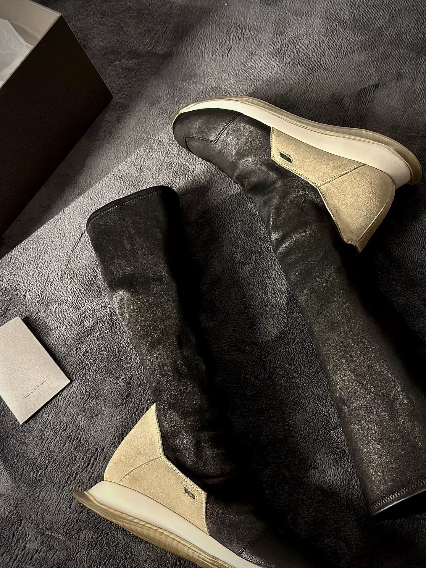 Rick Owens Suede Panel Tank Socks Boots