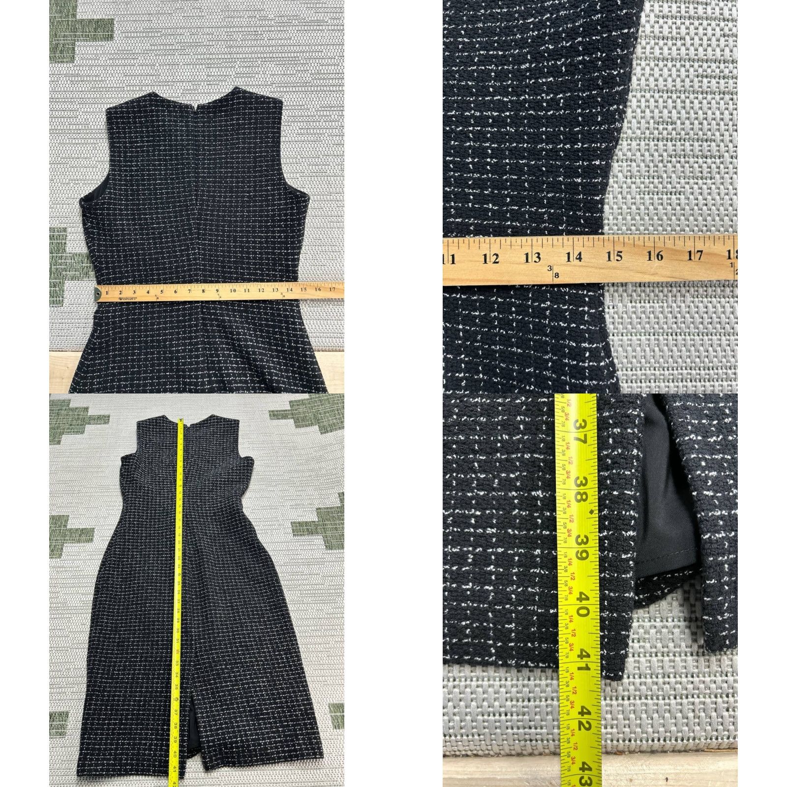 St. John St John Dress Womens 6 Sheath Black Check Tweed Round Neck Back Zip Bag? Size M / US 6-8 / IT 42-44 - 8 Thumbnail