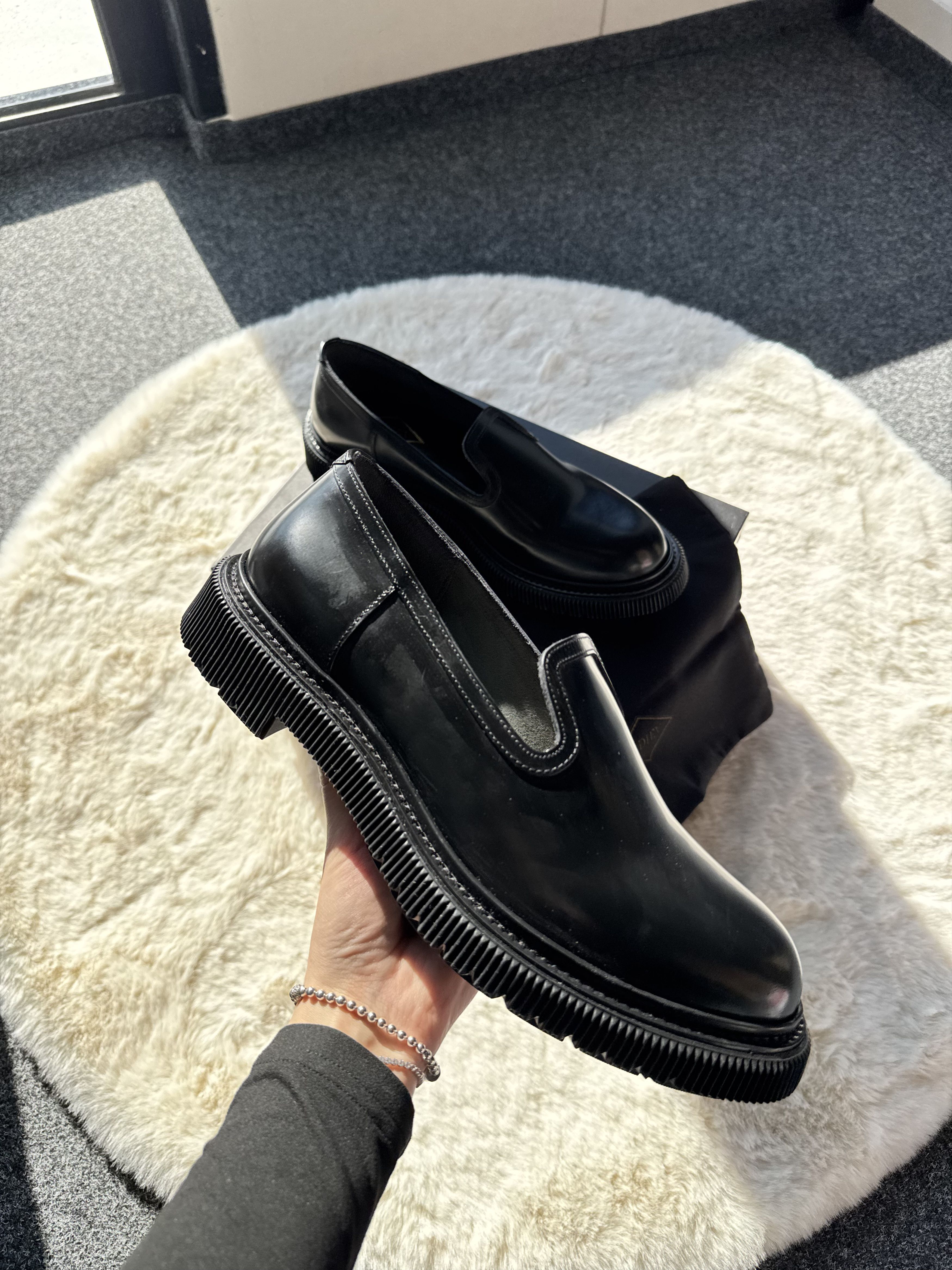 Adieu Paris Adieu Paris Type 215 - Black leather slip-on moccasins Size US 11 / EU 44 - 1 Thumbnail