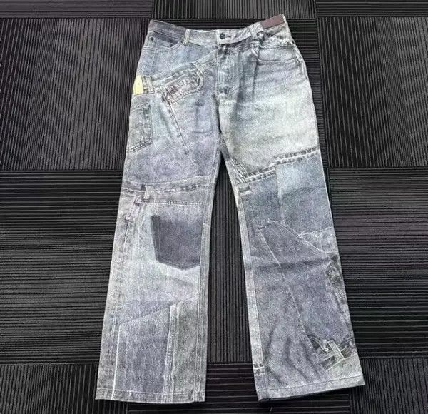 VIBE Digitally printed distressed washed denim trousers Size US 32 / EU 48 - 1 Thumbnail