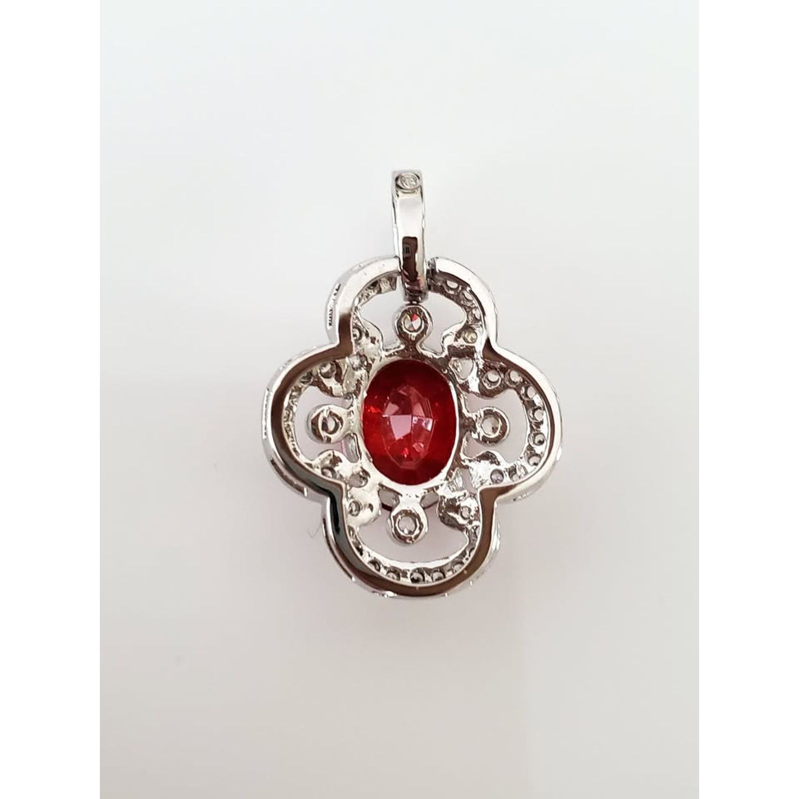 Other Sterling Silver Red and Clear CZ Pendant Size ONE SIZE - 3 Thumbnail