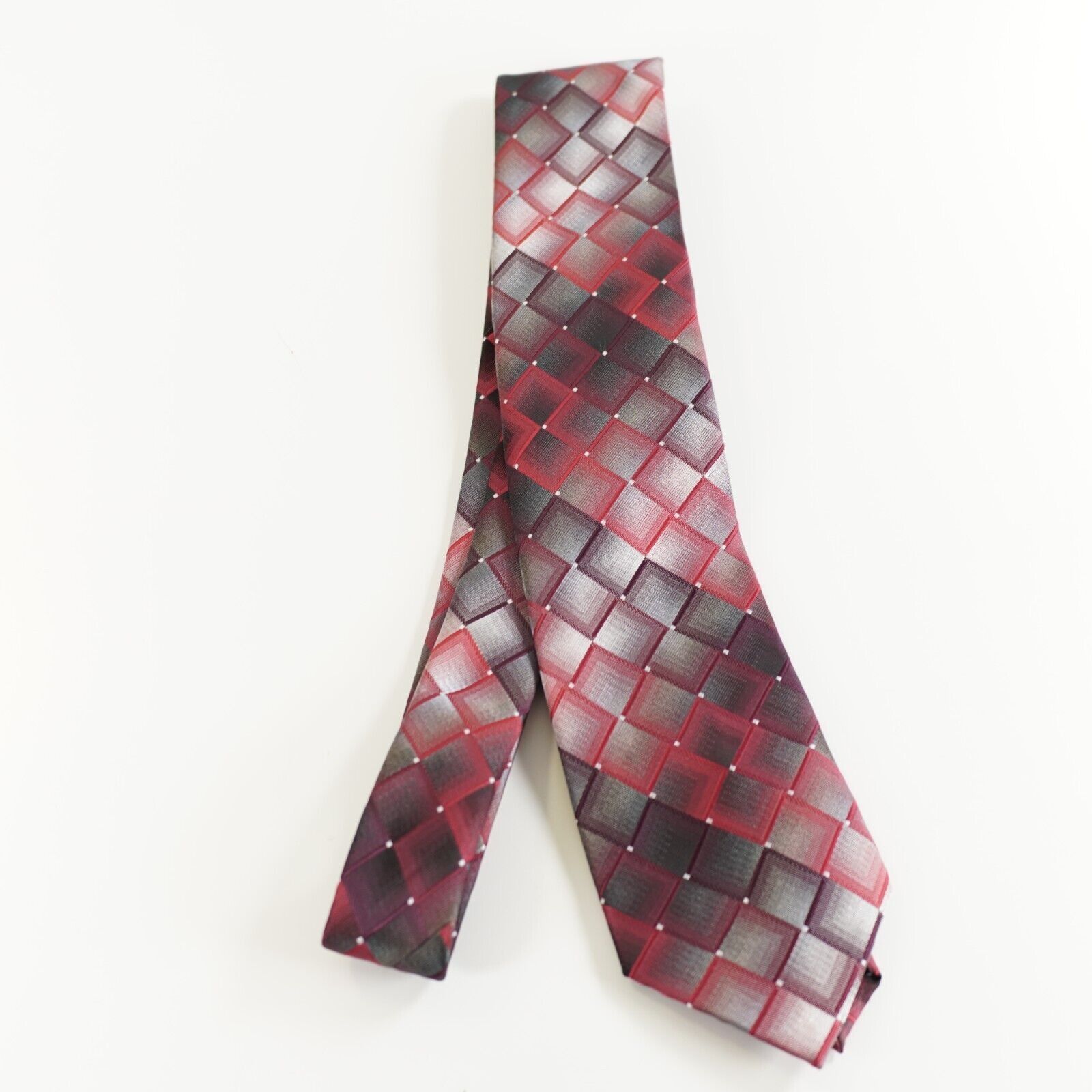 Pierre Cardin Pierre Cardin Red Check Long Skinny Polyester Woven Tie Size ONE SIZE - 6 Thumbnail