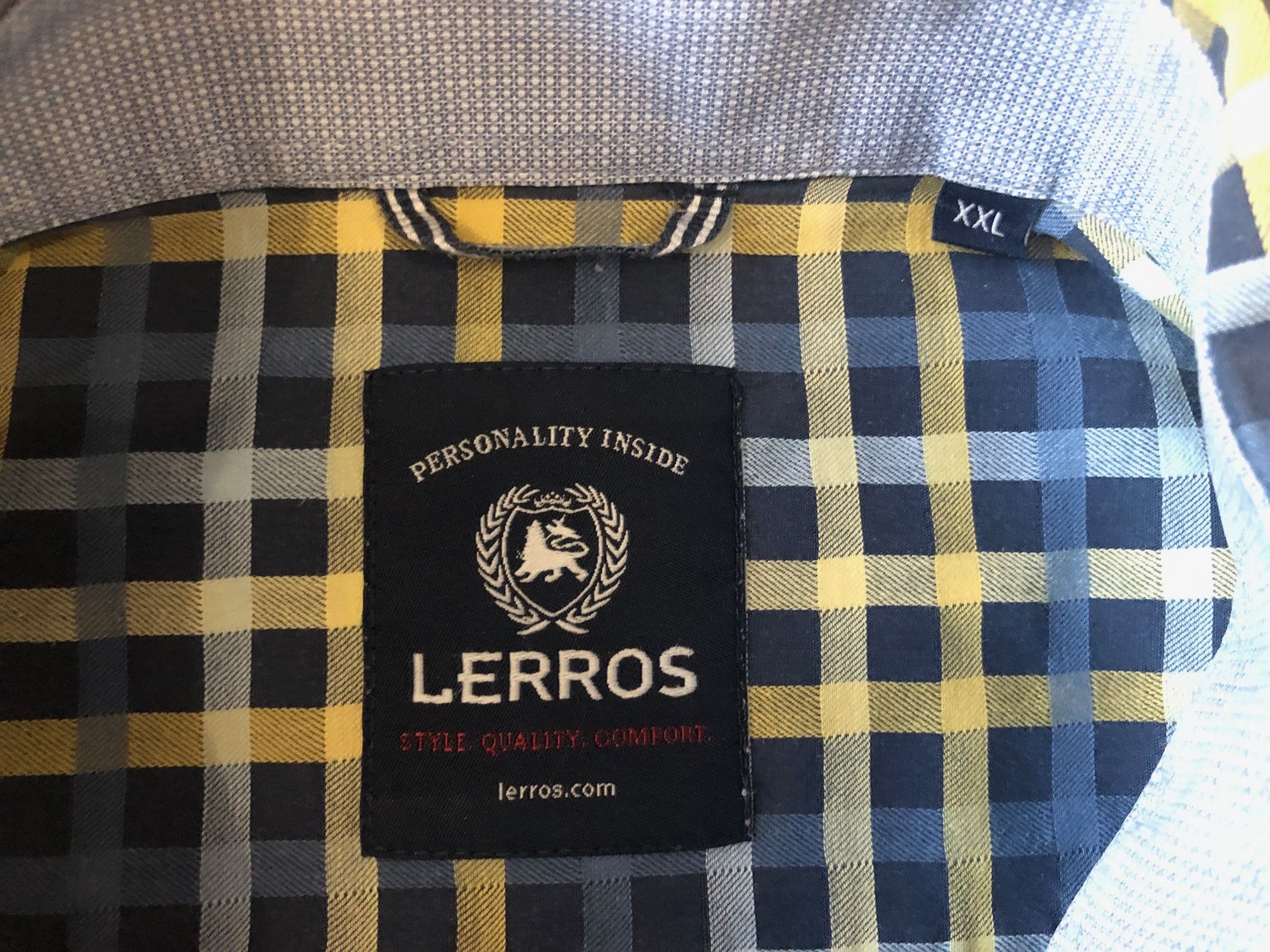 Other Men's shirt checkered blue-yellow 2XL/3XL Lerros Size US XXL / EU 58 / 5 - 2 Thumbnail