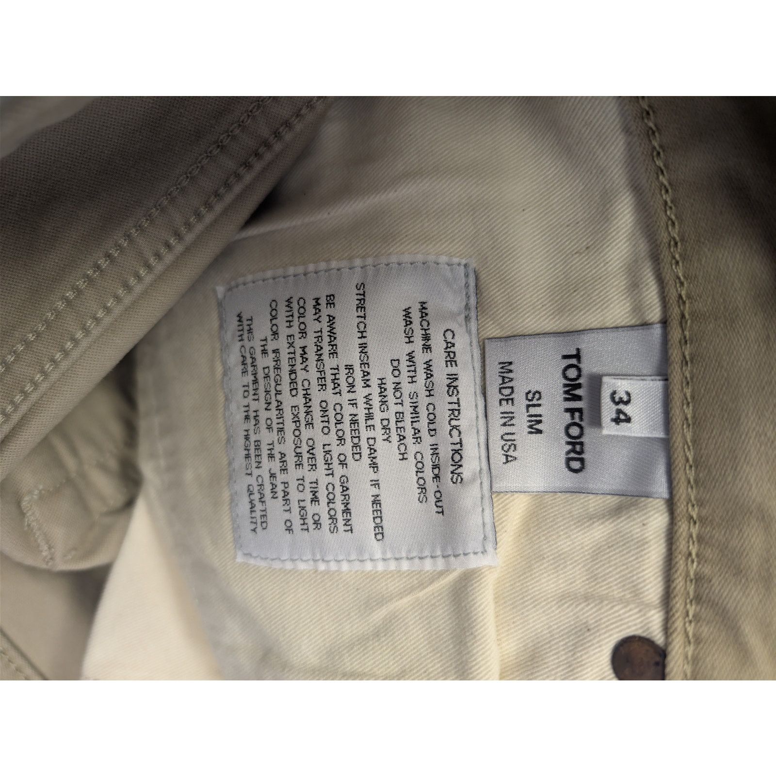 Tom Ford o1rshd1 Slim Fit Cotton Blend Denim Jeans in Light Yellow Size US 34 / EU 50 - 15 Thumbnail