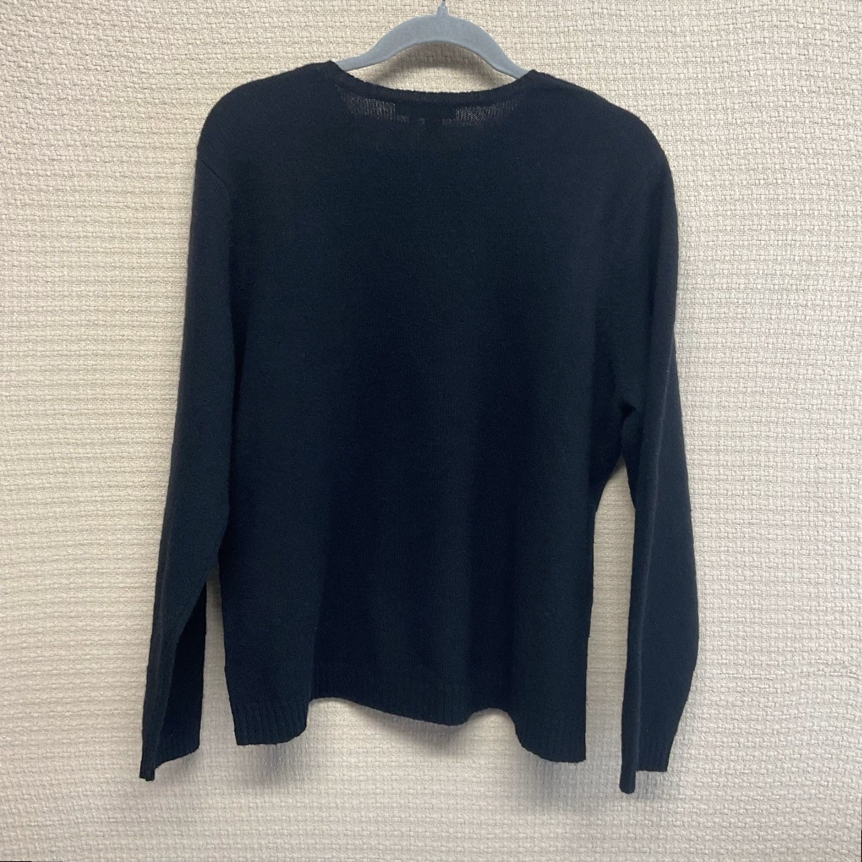 VINTAGE Lauren Ralph Lauren Sweater Women's 2X Black Wool Knit Crew Neck Logo Front